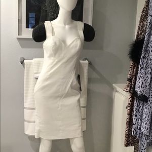 Bebe white stretch linen dress NWT